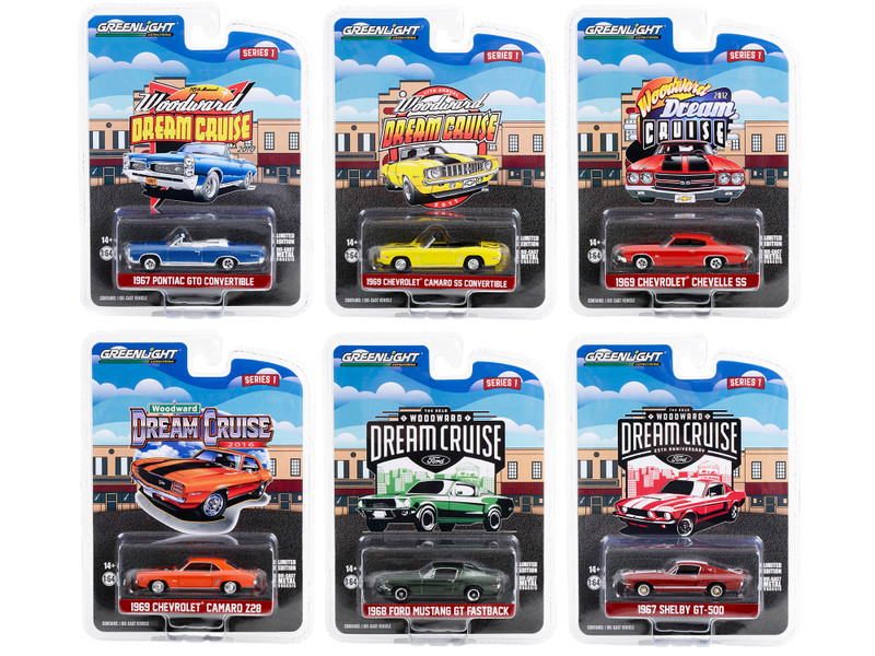 Woodward Dream Cruise Set of 6 pieces Series 1 1/64 Diecast Model Cars Greenlight 37280SET