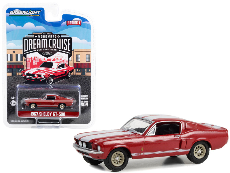 1967 Shelby GT-500 Red with White Stripes 25th Annual Woodward Dream Cruise Featured Heritage Vehicle 2019 Woodward Dream Cruise Series 1 1/64 Diecast Model Car Greenlight 37280F