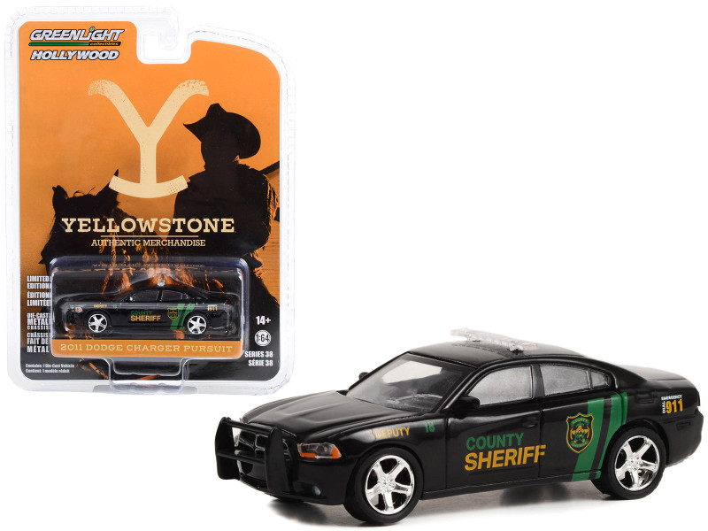 2011 Dodge Charger Pursuit #18 County Sheriff Deputy Black Yellowstone 2018 Current TV Series Hollywood Series Release 38 1/64 Diecast Model Car Greenlight 44980D