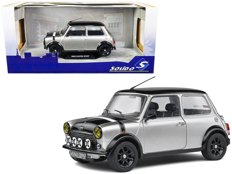 1998 Mini Cooper Sport Silver Metallic with Black Hood and Top 1/18 Diecast Model Car Solido S1800608