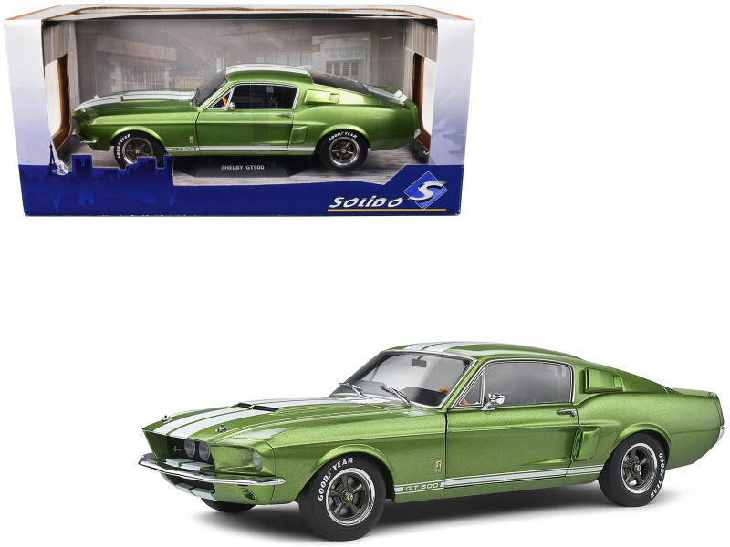 1967 Shelby GT500 Lime Green Metallic with White Stripes 1/18 Diecast Model Car Solido S1802907