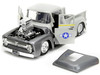 1956 Ford F-100 Pickup Truck Tan and Gray Metallic and Guile Diecast Figure Street Fighter Video Game Anime Hollywood Rides Series 1/24 Diecast Model Car Jada 34373