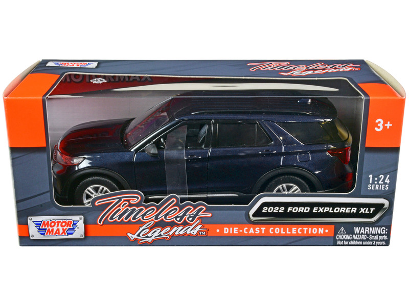 2022 Ford Explorer XLT Dark Blue Metallic Timeless Legends Series 1/24 Diecast Model Car Motormax 79378BL