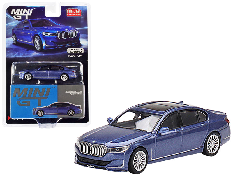 BMW Alpina B7 xDrive Alpina Blue Metallic with Sunroof Limited Edition to 2040 pieces Worldwide 1/64 Diecast Model Car True Scale Miniatures MGT00471
