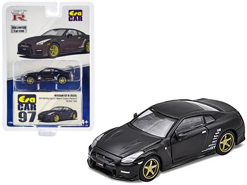 Nissan GT-R R35 RHD Right Hand Drive Matt Black Advan Racing GT Limited Edition to 1200 pieces Worldwide 1/64 Diecast Model Car Era Car NS21GTR97