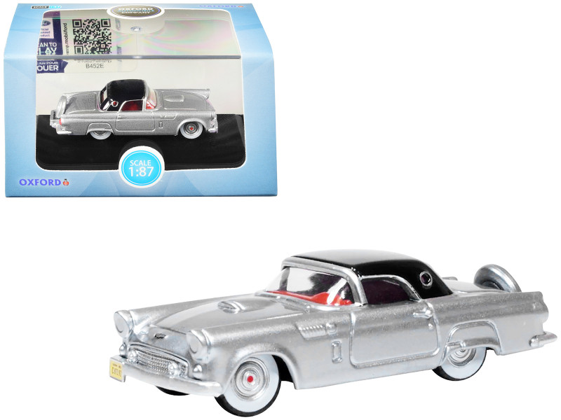 1956 Ford Thunderbird Gray Metallic with Raven Black Top 1/87 HO Scale Diecast Model Car Oxford Diecast 87TH56007