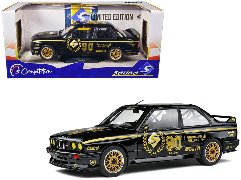 1990 BMW E30 M3 Black Solido 90th Anniversary Livery Limited Edition Competition Series 1/18 Diecast Model Car Solido S1801517