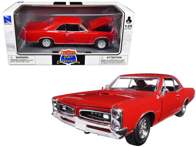 1966 Pontiac GTO Red 1/25 Diecast Model Car New Ray 71853