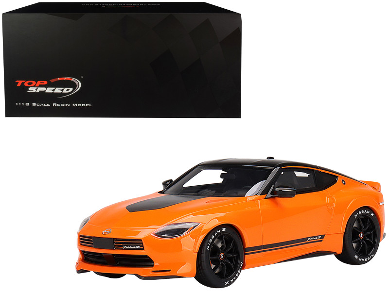 Nissan Fairlady Z Customized Proto Orange with Black Top and Stripes 1/18 Model Car Top Speed TS0406