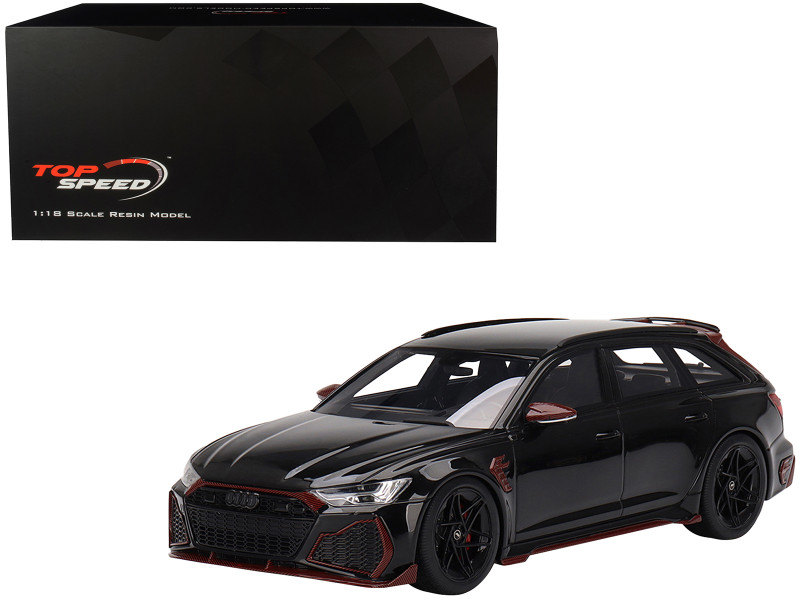 Audi RS6 ABT Johann Abt Signature Edition Black with Red Carbon Accents 1/18 Model Car Top Speed TS0445