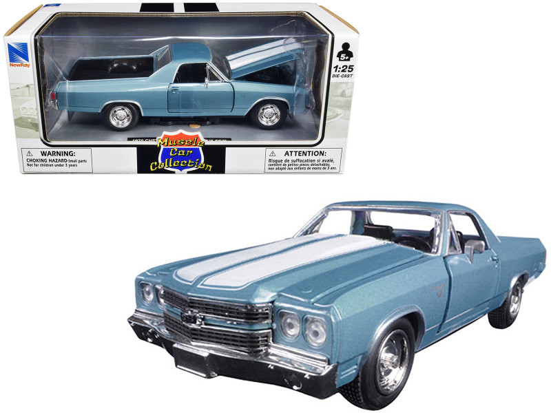 1970 Chevrolet El Camino SS Blue 1/24 Diecast Model Car New Ray 71883