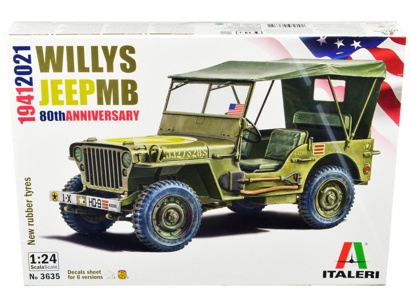 Skill 3 Model Kit Willys Jeep MB 80th Anniversary 1941 2021 1/24 Scale Model Italeri IT3635
