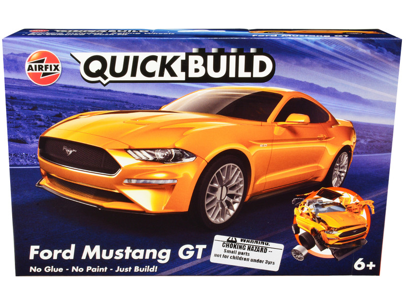 Skill 1 Model Kit Ford Mustang GT Orange Snap Together Model Airfix Quickbuild J6036