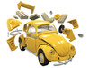 Skill 1 Model Kit Old Volkswagen Beetle Yellow Snap Together Model Airfix Quickbuild J6023