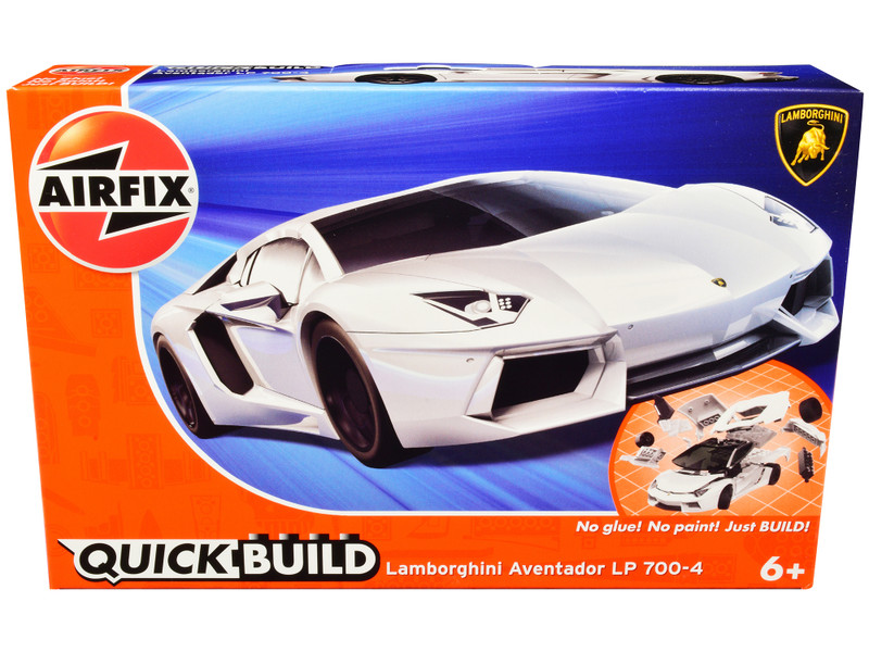 Skill 1 Model Kit Lamborghini Aventador LP 700 4 White Snap Together Model Airfix Quickbuild J6019