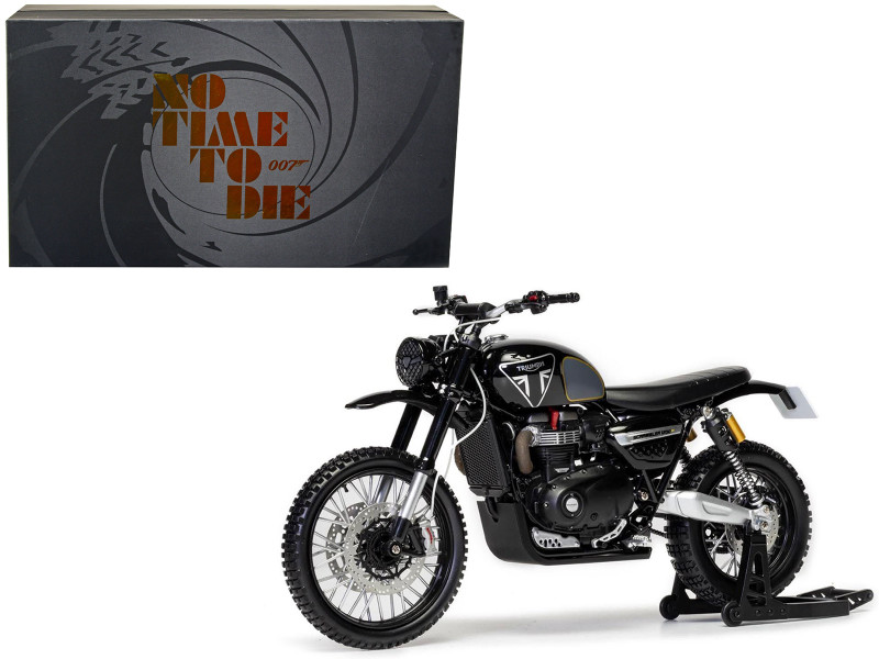 Triumph Scrambler 1200 Matera Motorcycle Black James Bond 007 No Time To Die 2021 Movie Diecast Motorcycle Model Corgi CC08401