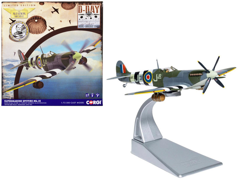 Supermarine Spitfire Mk IX Fighter Aircraft with Commander J E Johnnie Johnson Figure 144 Wing RCAF Spitfire Beer Truck D Day Operation Overlord Normandy June 1944 The Aviation Archive Series 1/72 Diecast Model Corgi AA29101
