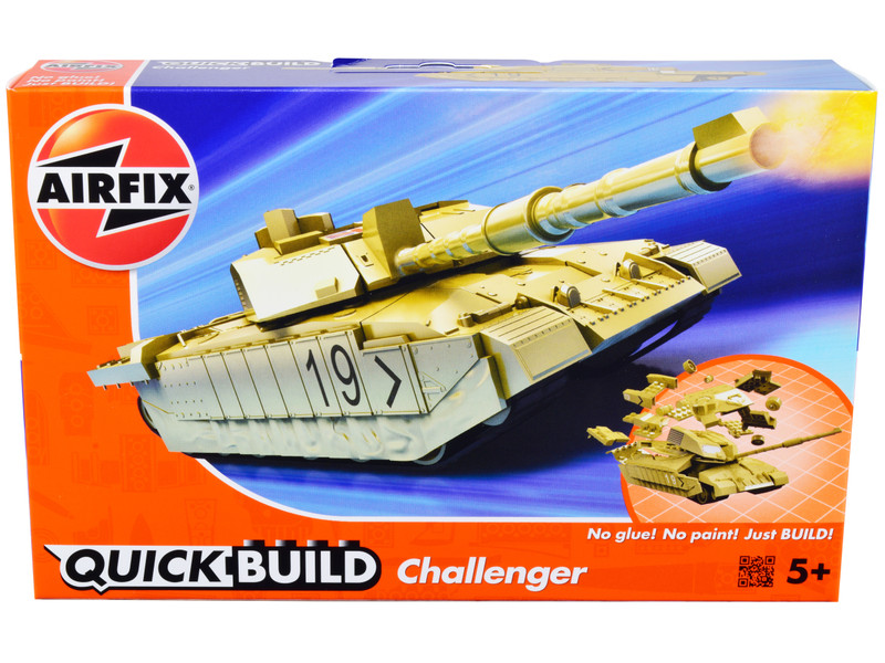 Skill 1 Model Kit Challenger Tank Desert Snap Together Painted Plastic Model Tank Kit Airfix Quickbuild J6010
