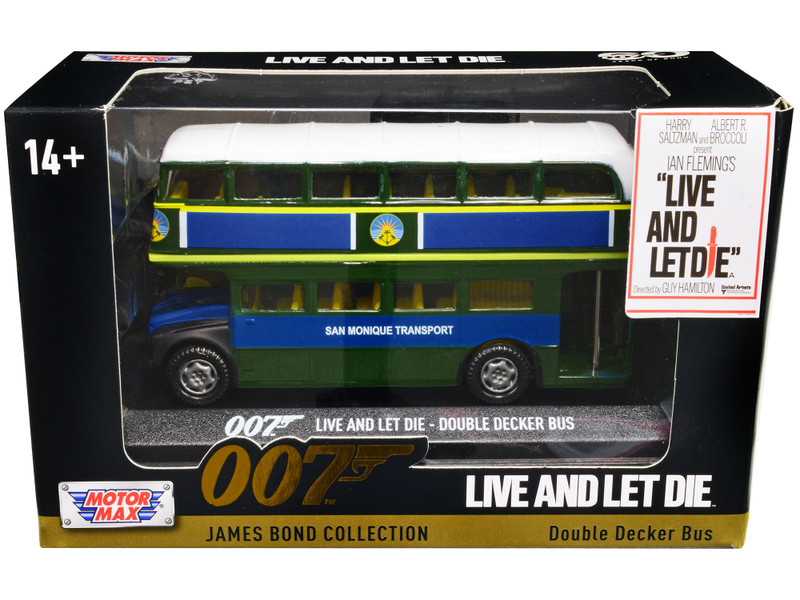 Double Decker Bus San Monique Transport James Bond 007 Live and Let Die 1973 Movie James Bond Collection Series Diecast Model Car Motormax 79846