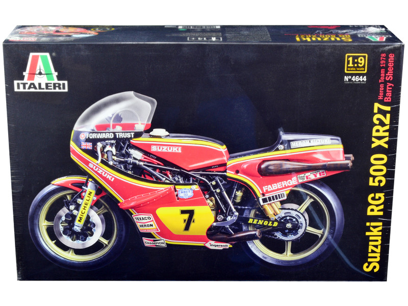 Skill 5 Model Kit Suzuki RG 500 XR27 Motorcycle #7 Barry Sheene Heron Team 1978 1/9 Scale Model Italeri 4644
