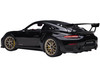 Porsche 911 991 2 GT2 RS Weissach Package Black with Carbon Stripes 1/18 Model Car Autoart 78186