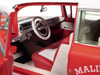 1959 Cadillac Eldorado Ambulance Red with White Top Malibu Beach Rescue Weathered with Surfboards on Roof Surf Shark 1/18 Diecast Model Car Auto World AW312