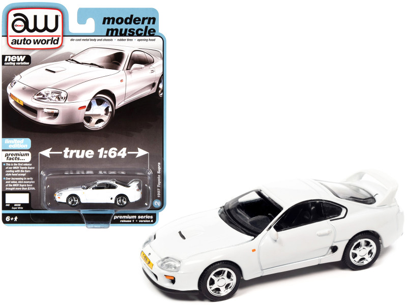 1997 Toyota Supra Super White Modern Muscle Limited Edition 1/64 Diecast Model Car Auto World 64392-AWSP125A