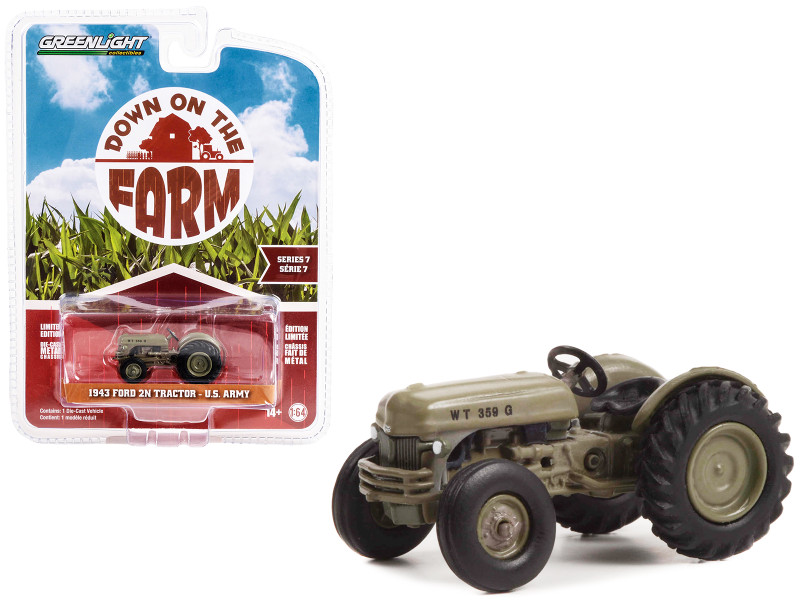 1943 Ford 2N Tractor Brown U S Army Down on the Farm Series 7 1/64 Diecast Model Greenlight 48070A