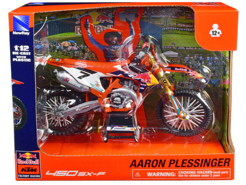 KTM 450 SX F Motorcycle 7 Aaron Plessinger Red Bull KTM Factory Racing 1/12 Diecast Model New Ray 58363