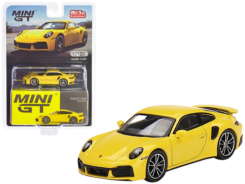 Porsche 911 Turbo S Racing Yellow Limited Edition to 1800 pieces Worldwide 1/64 Diecast Model Car True Scale Miniatures MGT00497