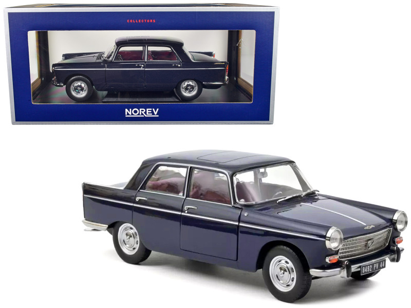 1965 Peugeot 404 Amiral Blue with Red Interior 1/18 Diecast Model Car Norev 184836
