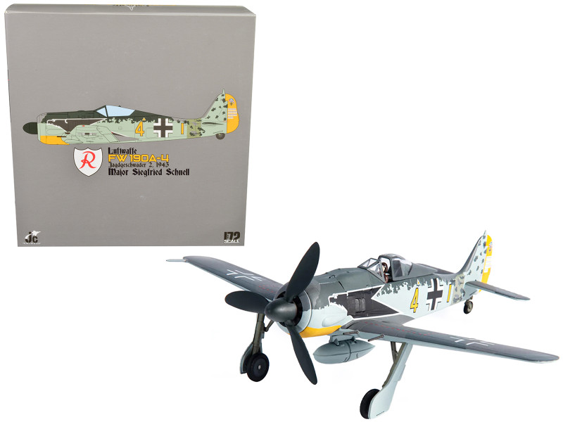 Focke-Wulf FW 190A 4 Fighter Aircraft Major Siegfried Schnell Luftwaffe JG2 France 1943 1/72 Diecast Model JC Wings JCW-72-FW190-002