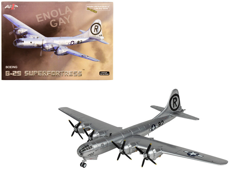 Boeing B 29 Superfortress Bomber Aircraft US Air Force Enola Gay with 1/60 Scale Little Boy Bomb Replica 1/144 Diecast Model Air Force 1 AF1-0112B