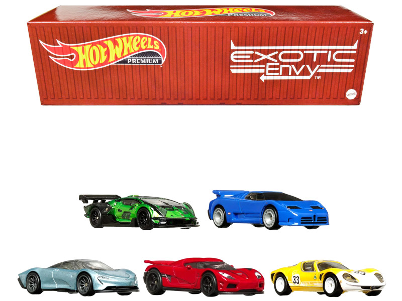2022 Premium Car Culture Mix 4 Exotic Envy 5 piece Set with Container Car Culture Series Diecast Model Cars Hot Wheels HFF42