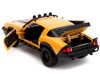 1977 Chevrolet Camaro Off Road Version Bumblebee Yellow Metallic with Black Stripes and Transformers Logo Diecast Statue Transformers Rise of the Beasts 2023 Movie Hollywood Rides Series 1/24 Diecast Model Car Jada 34263
