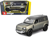 2022 Land Rover Defender 110 Green Metallic with Black Top and Sunroof 1/24 Diecast Model Car Bburago 21101grn