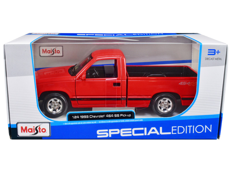 1993 Chevrolet 454 SS Pickup Truck Red 1/24 Diecast Model Car Maisto 32901rd