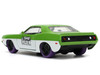1973 Plymouth Barracuda Green Metallic and White and She Hulk Diecast Figure The Savage She Hulk Hollywood Rides Series 1/32 Diecast Model Car Jada 34273