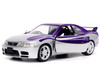1995 Nissan Skyline GT R BCNR33 Purple and Silver Metallic Fast & Furious Series 1/32 Diecast Model Car Jada