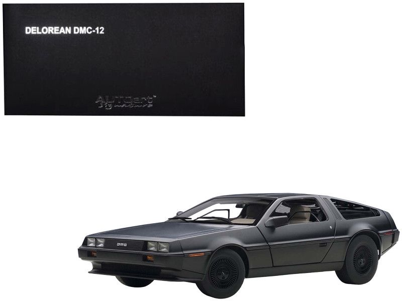DeLorean DMC 12 Matt Black 1/18 Diecast Model Car Autoart 79912
