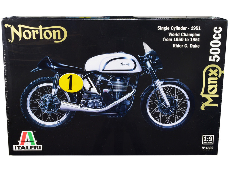 Skill 5 Model Kit Norton Manx 500cc Motorcycle 1 World Champion 1950 to 1951 1/9 Scale Model Italeri IT4602