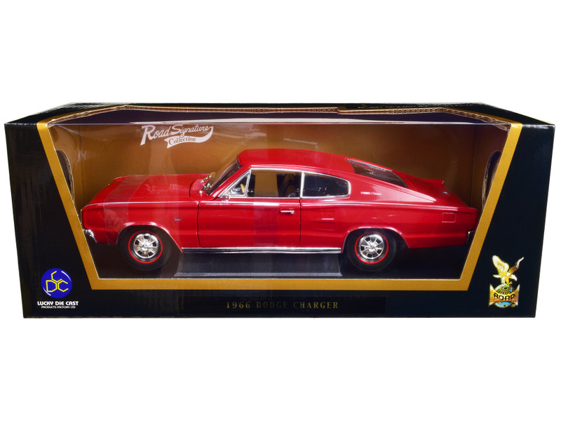 1966 Dodge Charger Red 1/18 Diecast Model Car Road Signature 92638rd