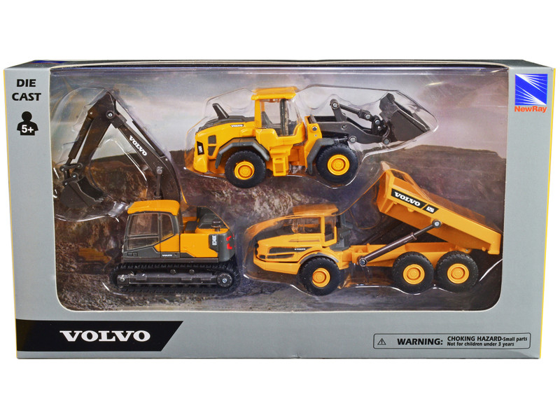 Volvo Construction Vehicles Set of 3 pieces Diecast Models New Ray NR32095