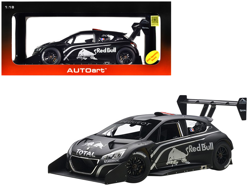 Peugeot 208 T16 Pikes Peak Red Bull Presentation Car Black 1/18 Model Car Autoart 81353