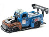 1949 Ford F1 Pickup Truck #128 Old Smokey Blue and Brown Weathered 1/64 Diecast Model Car Muscle Machines 15559BL