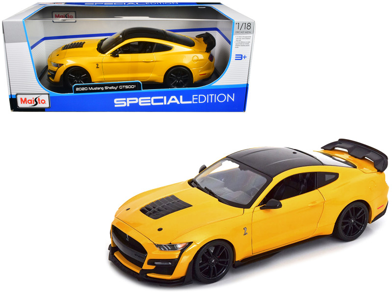 2020 Ford Mustang Shelby GT500 Yellow with Black Top Special Edition 1/18 Diecast Model Car Maisto 31452YL