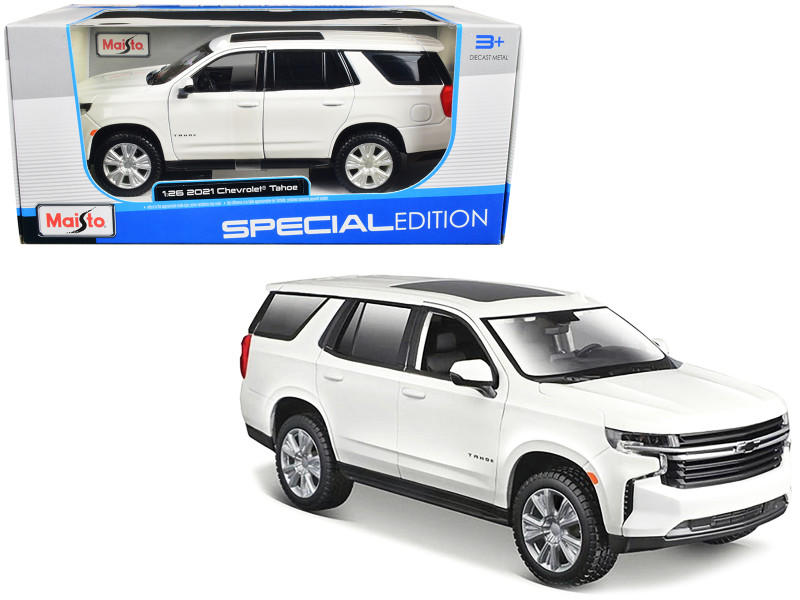 2021 Chevrolet Tahoe White with Sunroof Special Edition 1/26 Diecast Model Car Maisto 31533WH