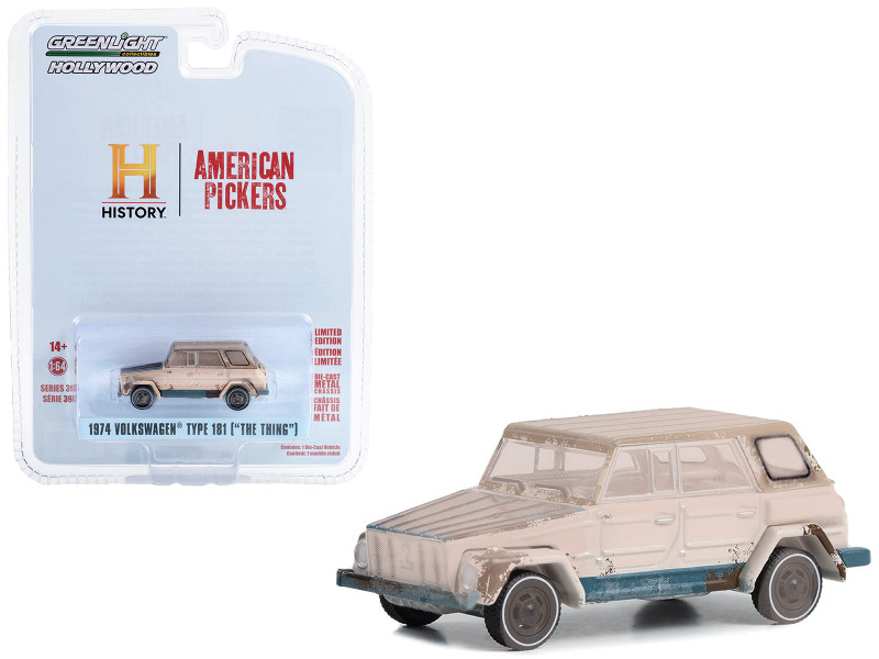 1974 Volkswagen Thing Type 181 Beige Weathered American Pickers 2010 Current TV Series Hollywood Series Release 39 1/64 Diecast Model Car Greenlight 44990D