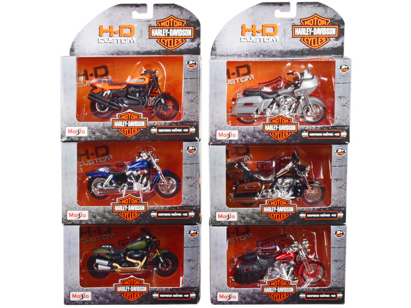 Harley Davidson Motorcycles 6 piece Set Series 42 1/18 Diecast Motorcycle Models Maisto 31360-42