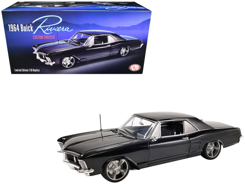 1964 Buick Riviera Custom Cruiser Black Limited Edition to 354 pieces Worldwide 1/18 Diecast Model Car ACME A1806307